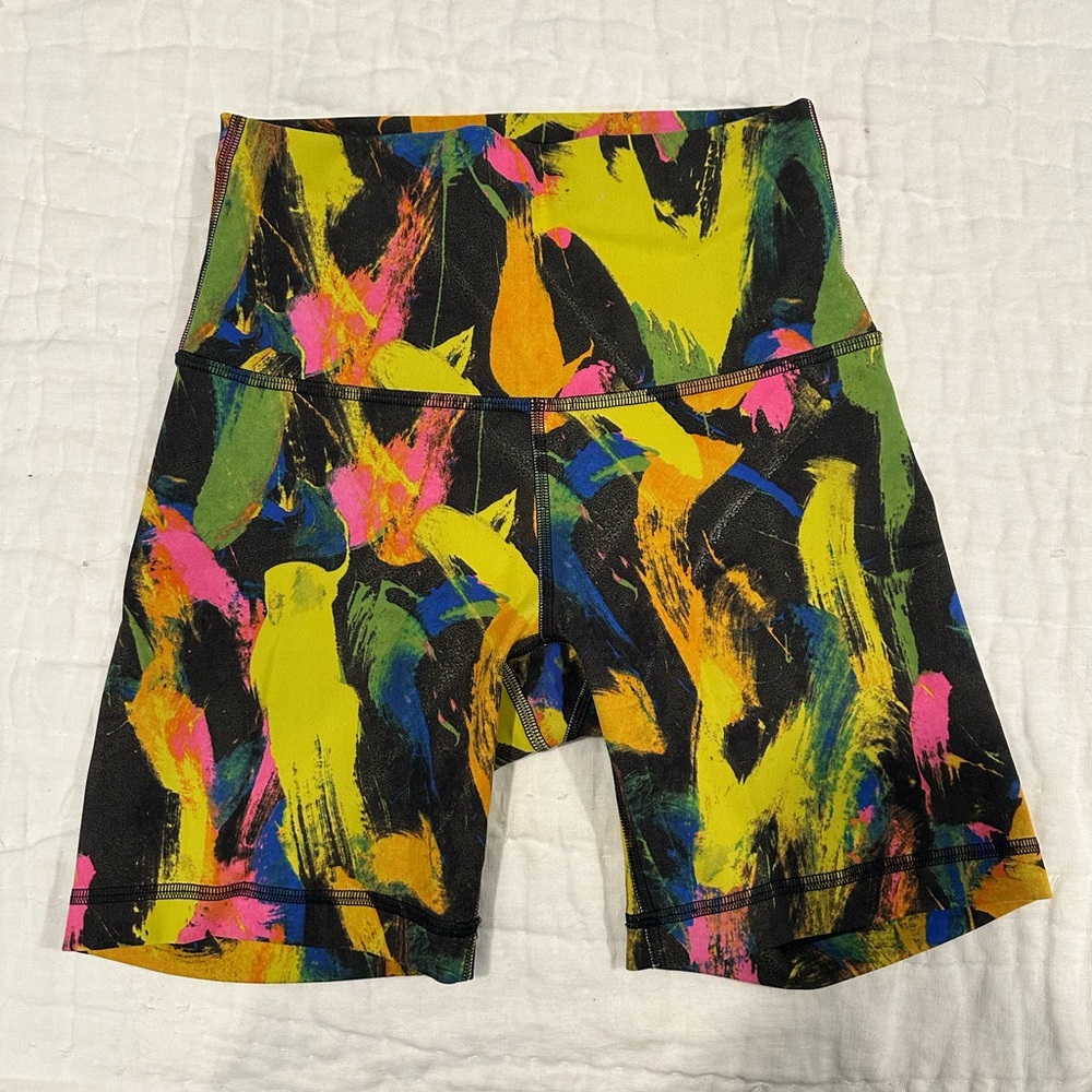 Colorful Abstract Print Biker Shorts